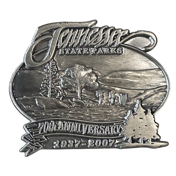 Tennessee State Parks 70th Anniversary 1937-2007 Lapel Pin Silver Tone Metal - Picture 1 of 2